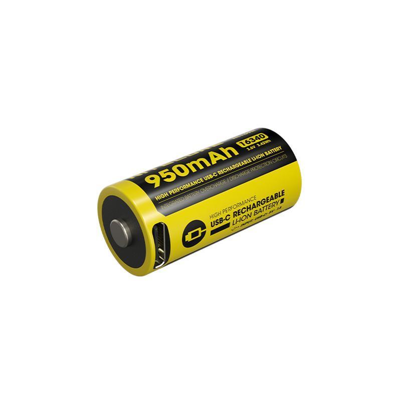 Nitecore NL169R 950mAh Rechargeable RCR123 16340 Battery with USB-C Port
